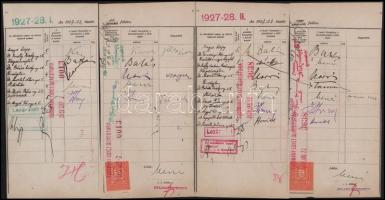 Egyetemi leckekönyv lapok ismert emberek aláírásával, köztük miniszterek, pl. Korniss Gyula, Kenéz B...