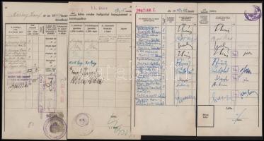 Egyetemi leckekönyv lapok ismert emberek aláírásával, köztük miniszterek, pl. Korniss Gyula, Kenéz B...