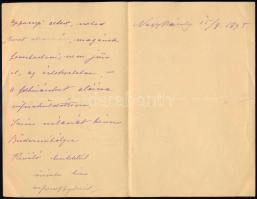 1895 Nagykároly, gróf Desewffy Aurél, a főrendiház leendő elnöke által írt levél