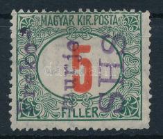 Lendvavásárhely 1919 Portó 5f fordított felülnyomással / private issue
Signed: Bodor