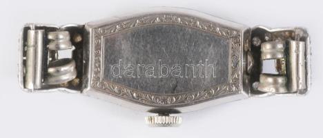 cca 1920/30 Eterna arany (Au) és feltehetően platina (Pt) art deco mechanikus női ékszeróra, benne 3...