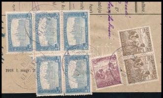 1921 Ajánlott nyomtatvány (Visszajelentés) 8 db bélyeggel / Printed matter with 8 stamps "ERDŐT...