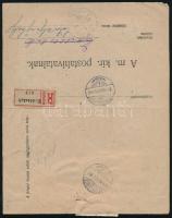 1921 Ajánlott nyomtatvány (Visszajelentés) 8 db bélyeggel / Printed matter with 8 stamps "ERDŐT...