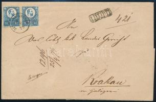 1874 Réznyomat 10kr pár ajánlott levélen Krakkóba / on registered cover to Krakow "SEPSI-SZ-GYÖ...