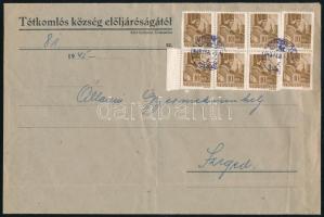 1945.febr.7. Távolsági levél 8 db bélyeggel, 30f helyett 80f bérmentesítéssel, kék "TÓTKOMLÓS&q...