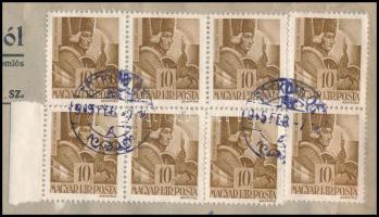 1945.febr.7. Távolsági levél 8 db bélyeggel, 30f helyett 80f bérmentesítéssel, kék "TÓTKOMLÓS&q...