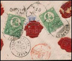 1874 UPU előtti tarifával küldött rendkívül dekoratív, kis alakú boríték Budapestről Franciaországba...
