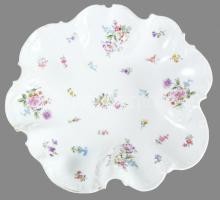 Fischer Emil kínáló tál + leveses tál. Virág mintás, matricás, jelzett, kis mázhibákkal 30 cm 40 cm