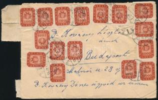 1946 (21. díjszabás) Távolsági levél 48 db Milpengő bélyeggel "VESZPRÉM" - Budapest / Dome...