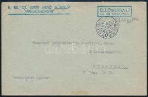 1940 Tábori posta levél / Field post cover "M. KIR. 102. HONVÉD HIRADO SZEROSZLOP PARANCSNOKSÁG...