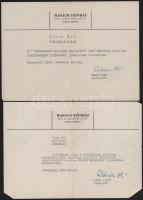 Vass Éva színésznő, Gábor Miklós felesége részére szóló 2 db Nemzeti Színház levél, Vámos László, és...