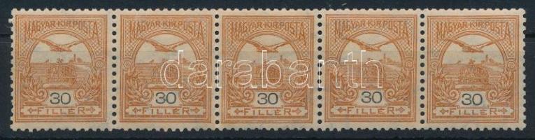 1900 Turul 30f ötöscsík teljes csillagvízjellel / Mi 63 stripe of 5 with a whole star in the waterma...