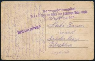1915 Tábori posta képeslap / Field postcard "Verwundetenspital k.u.k. Hoheit dr durchl. Frau Er...