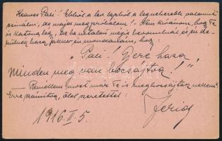 1916 Tábori posta levelezőlap, téves dátummal a bélyegzésben "1926" / Field postcard, wron...