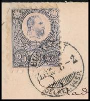 1874 25kr kis méretű levélen, tarifahelyesen felhasználva (UPU előtti tarifa) Franciaországba / Mi 1...