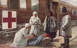 Military WWI Austrian-Hungarian Red Cross sanitary train in Bukovina (EK)