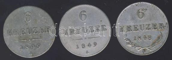 Ausztria 1848A 6Kr Ag T:3 +1849A 6Kr Ag (2x) T:3
