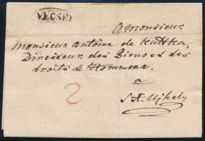 1829 Portós levél / Unpaid cover "VECSE"
