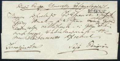 1846 Hivatalos levél / Official cover "ROSENAU"