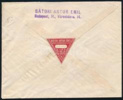 1931 Ajánlott légi levél Repülő 3 x 4f + 12f + 72+f + Pengő-fillér 2f bérmentesítéssel "BUDAPES...