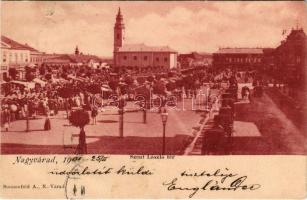 1901 Nagyvárad, Oradea; Szent László tér, piac, üzletek. Sonnenfeld A. kiadása / square, market, sho...