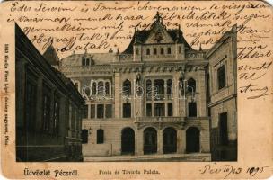 1905 Pécs, Posta- és távirda épület. Fürst Lipót kiadása (EM)