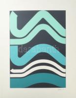 Joláthy Attila (1927-1998): Hullámzó formák (cím nélkül), 1976. Tempera, papír. Jelzett. Üvegezett k...