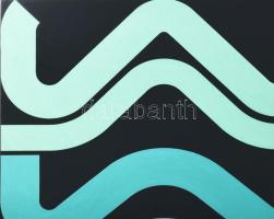 Joláthy Attila (1927-1998): Hullámzó formák (cím nélkül), 1976. Tempera, papír. Jelzett. Üvegezett k...