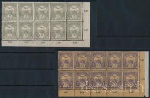 1913 Turul 6f és 12f ívsarki 10-es tömbök, I-II. típusok