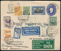 1931 Zeppelin Magyarország - németországi útja levél Zeppelin sorral Friedrichshafenen át Kolumbiába...