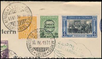 1931 Zeppelin Magyarország - németországi útja levél Zeppelin sorral Friedrichshafenen át Kolumbiába...