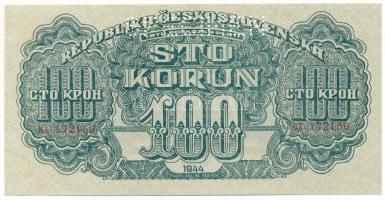 Csehszlovákia 1944. 100K "BA 172150", "SPECIMEN (MINTA)" perforációval T:XF 
Cz...
