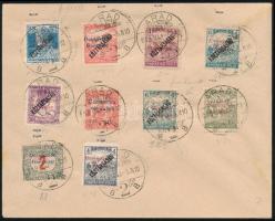 Arad 1919 10 klf bélyeg címzetlen borítékon "ARAD" bélyegzéssel, közte fordított felülnyom...