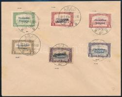Arad 1919 6 klf bélyeg címzetlen borítékon "ARAD" bélyegzéssel / 6 stamps on envelope
Sig...