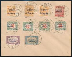 Arad 1919 10 db bélyeg címzetlen borítékon "ARAD" bélyegzéssel / 10 stamps on envelope
Si...
