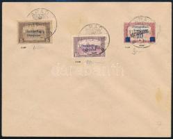 Arad 1919 3 klr bélyeg címzetlen borítékon "ARAD" bélyegzéssel / 3 stamps on envelope
Sig...