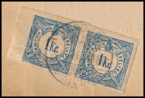 1898 Hírlapilleték bélyeg ívszéli párban teljes osztrák újságon. Nagyon ritka! / Newspaper duty stam...