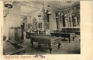 1904 Nagyvárad, Oradea; Royal kávéház, belső biliárdasztalokkal. Sonnenfeld Adolf kiadása / café, in...