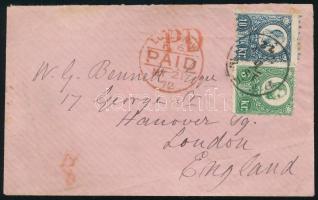 1872 Réznyomat 3kr + elfogazott 10kr levélen Londonba. Ritka kombináció külföldre küldött levélen! /...