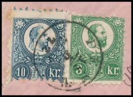 1872 Réznyomat 3kr + elfogazott 10kr levélen Londonba. Ritka kombináció külföldre küldött levélen! /...