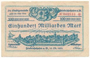 Német Birodalom 1923. Weimari Köztársaság / 100.000.000.000M "Friedrichshafen" szuvenír ba...