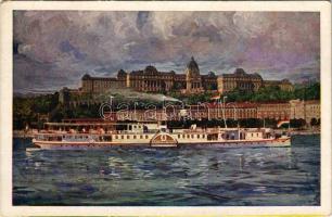 Ferencz Ferdinand Főherczeg gőzüzemű oldalkerekes személyhajó Budapesten. MFTR Művészlevelezőlap 631...