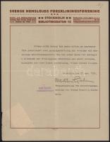 1924 Stockholm, Märtha Gahn (1881-1973) svéd textilművész autográf aláírása Gerely Józsa Jolán (1882...