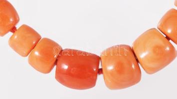 Verlauf elrendezésű korall nyaklánc ezüst (Ag) kapoccsal, jelzett, 800-as ezüst, nyelves záródás, sz...