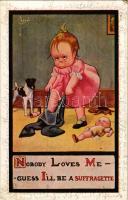 Nobody loves me - guess I'll be a suffragette! Anti-suffrage propaganda, mocking humour s: Ryan...