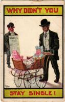 1910 "Why didn't you stay single! Votes for Women" Anti-suffrage propaganda, mocking ...