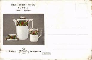 Hermann Fahle Leipzig. Porzellan, Kristall, Luxuwaren. Krautheim Dekor Domenico / German Art Deco po...