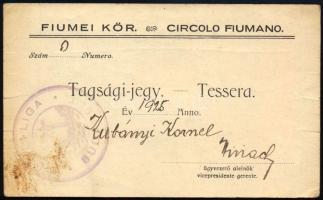 1925 A Fiumei kör tagsági jegye
