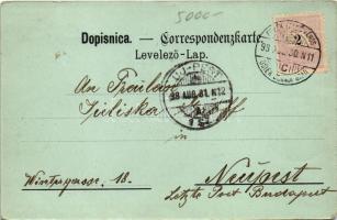 1898 Eszék, Essegg, Osijek; látkép este holdfényben, lóvasút. Victor Fritsche kiadása / general view...