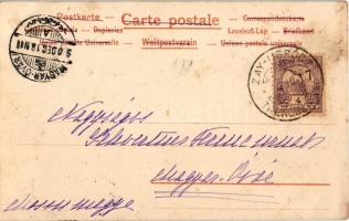 1900 Mikado IV. Art Nouveau litho lady art postcard, geishas with flute and snake s: Raphael Kirchne...